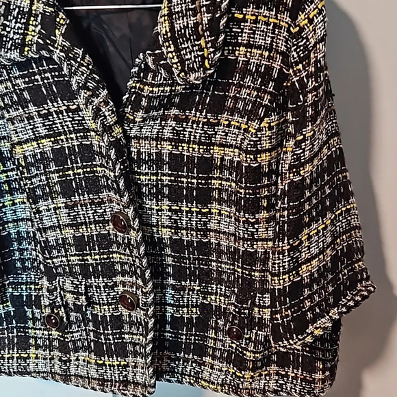 Grace Elements lcon Tweed Jacket Womens 18W BlackMulticolor Plaid Button Up - Picture 5 of 17
